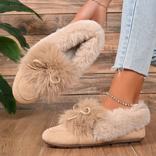 Cozy Bow Loafers – Plush Comfort with Everyday Elegance
