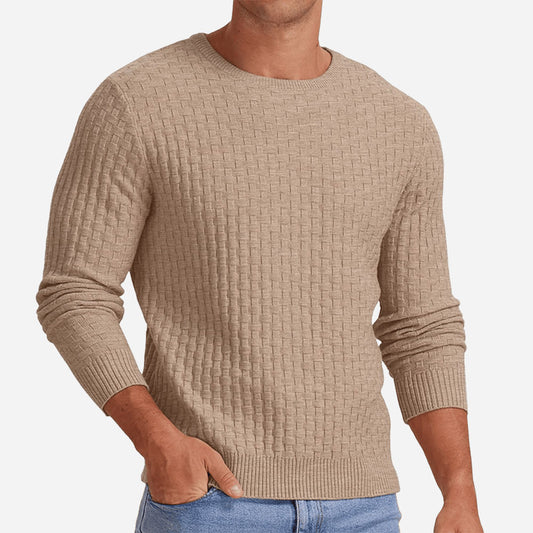 Textured Knit Crewneck Sweater