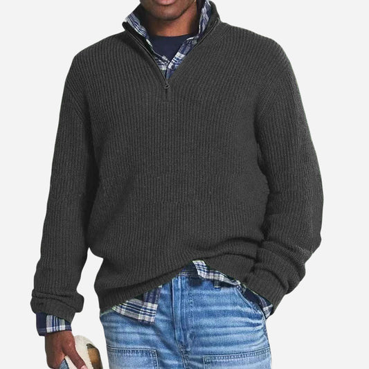 Highland Chunky Ribbed Quarter-Zip Sweater