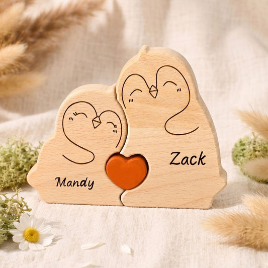 Personalized Wooden Penguin Puzzle