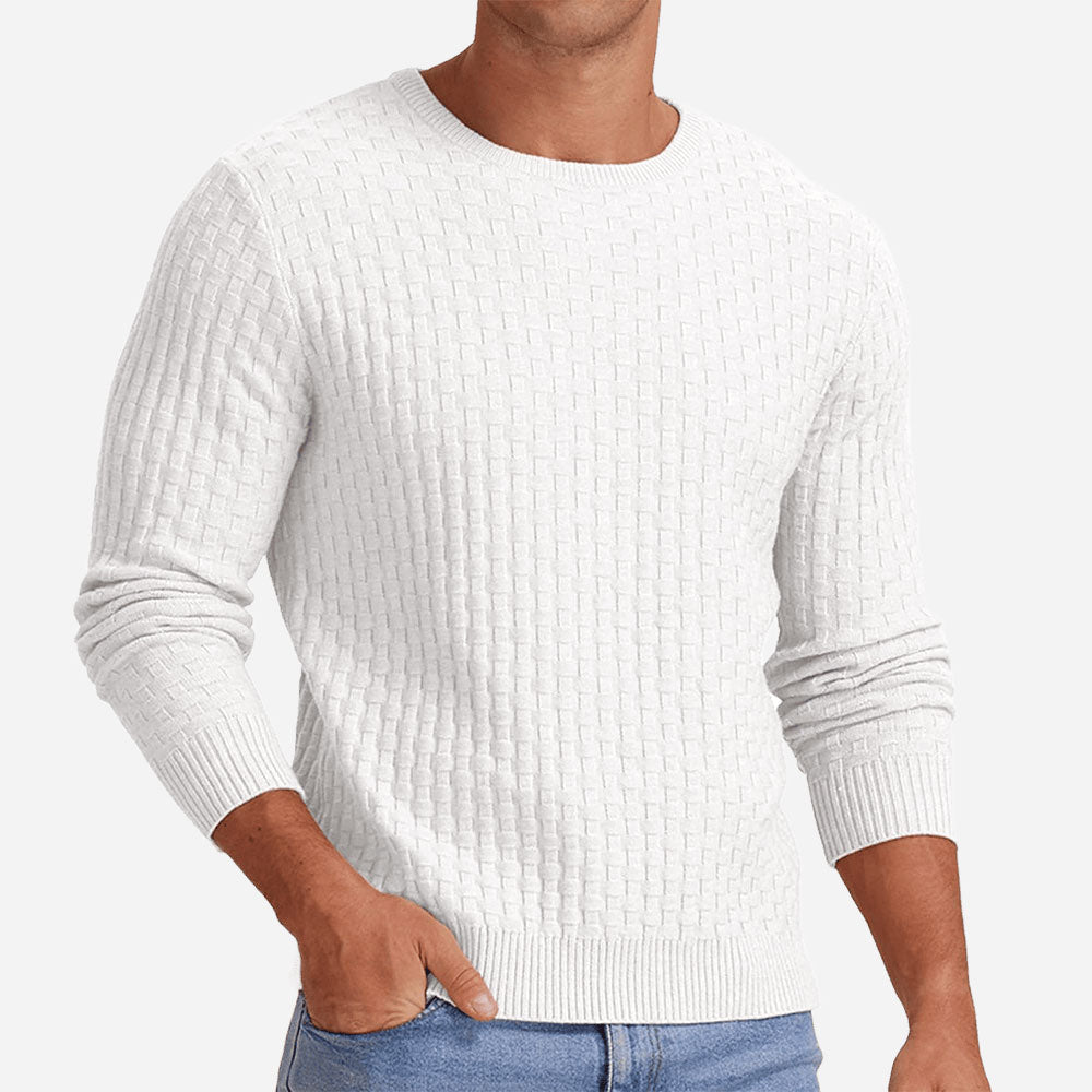 Textured Knit Crewneck Sweater