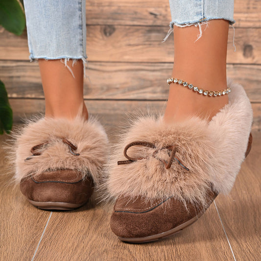 Cozy Bow Loafers – Plush Comfort with Everyday Elegance