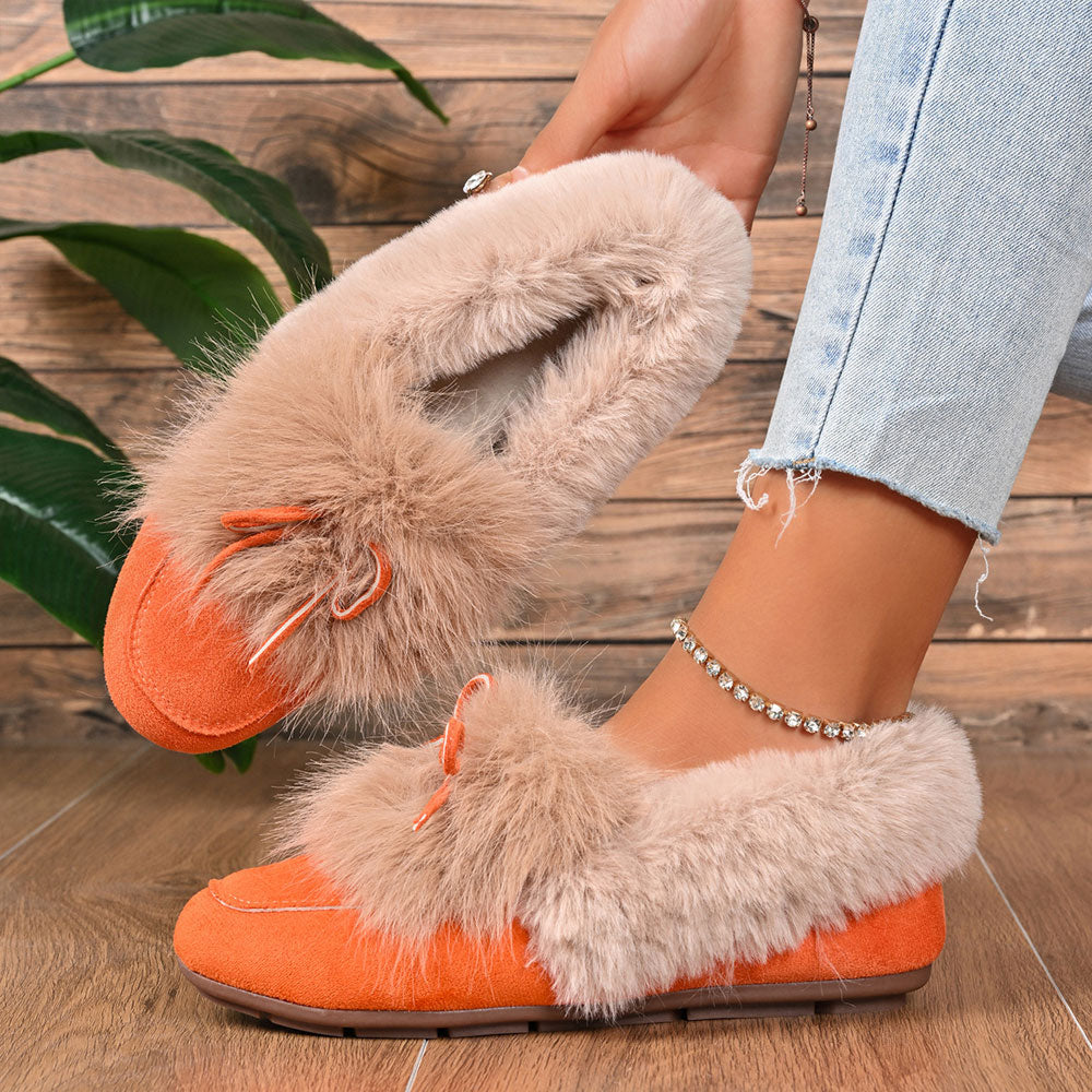 Cozy Bow Loafers – Plush Comfort with Everyday Elegance