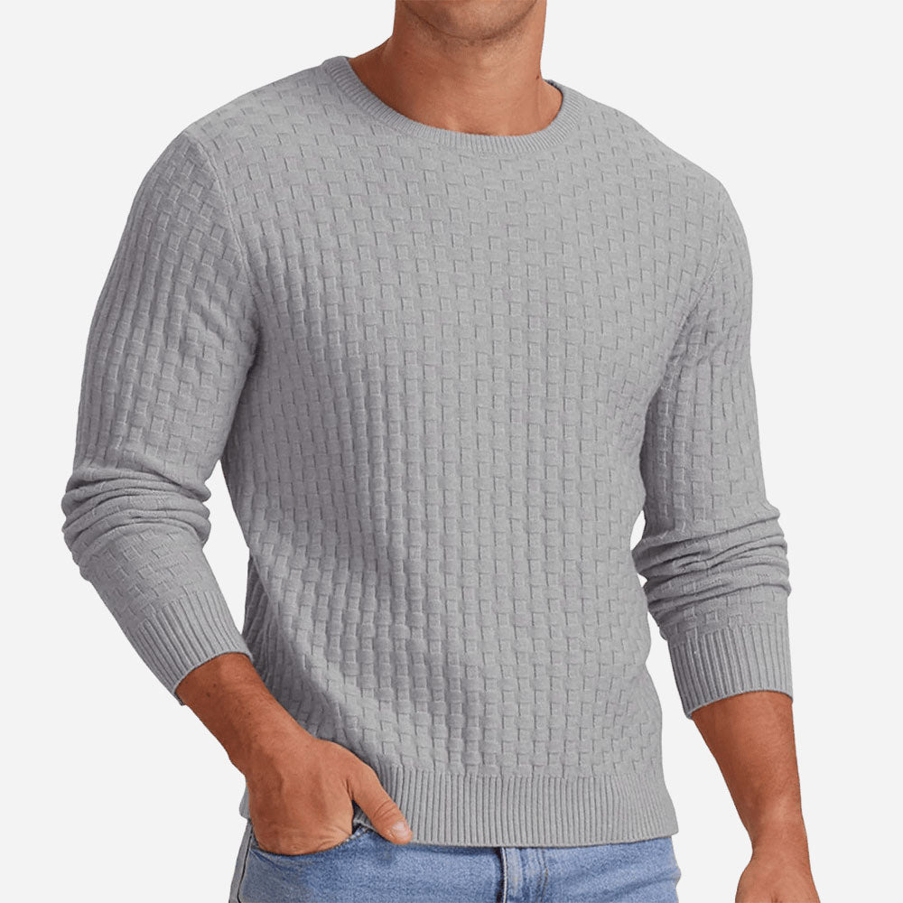 Textured Knit Crewneck Sweater