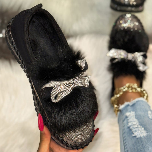 Crystal Bow Comfort Loafers – Sparkle & Support