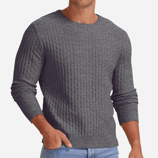 Textured Knit Crewneck Sweater