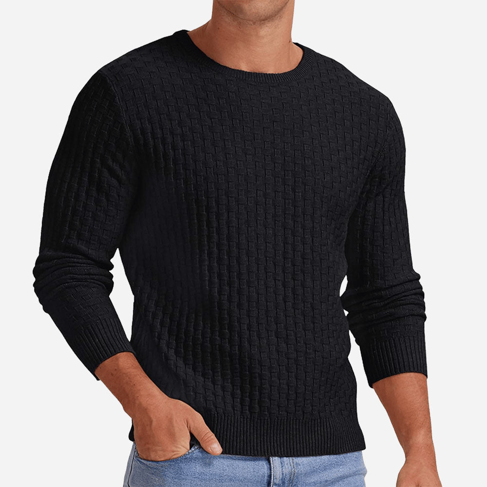Textured Knit Crewneck Sweater