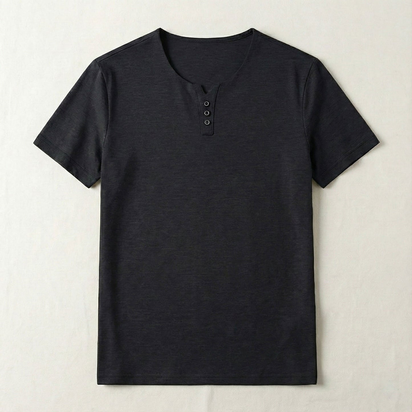 Plain Men's Short Sleeve Henley T-Shirt