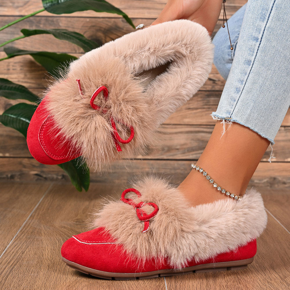 Cozy Bow Loafers – Plush Comfort with Everyday Elegance
