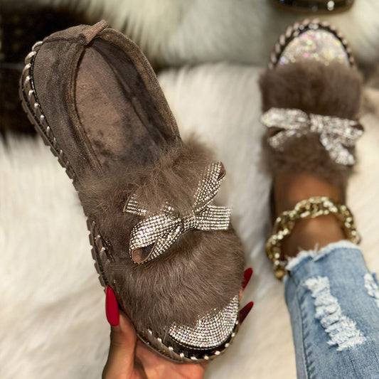 Crystal Bow Comfort Loafers – Sparkle & Support