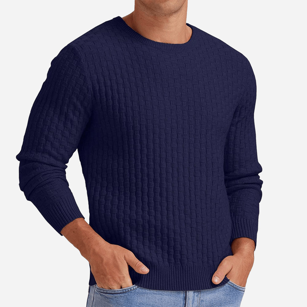 Textured Knit Crewneck Sweater