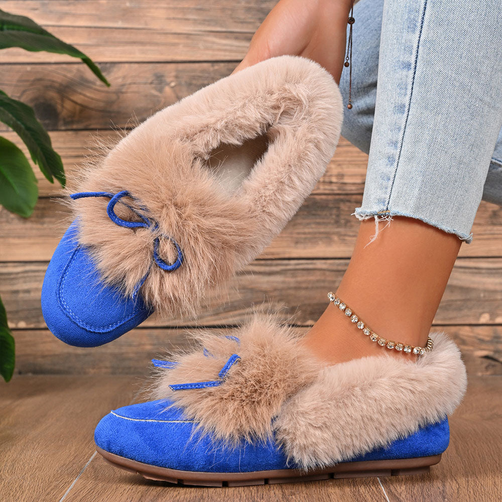 Cozy Bow Loafers – Plush Comfort with Everyday Elegance