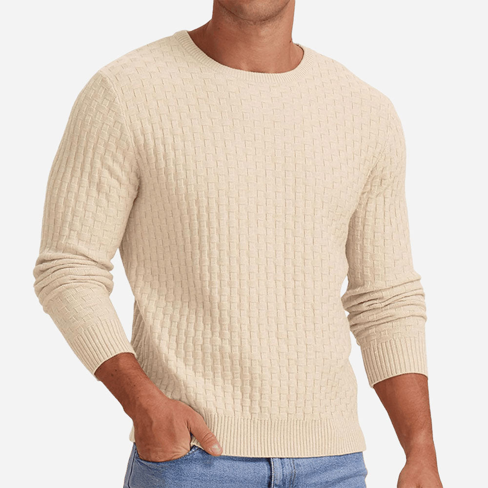 Textured Knit Crewneck Sweater