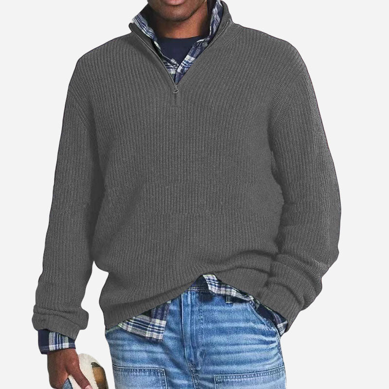 Highland Chunky Ribbed Quarter-Zip Sweater