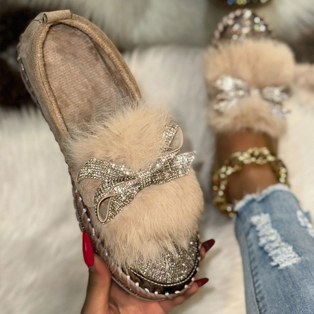 Crystal Bow Comfort Loafers – Sparkle & Support