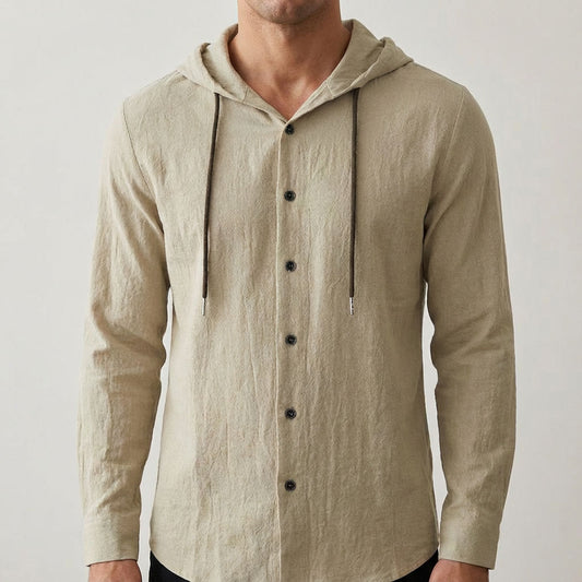 Coso-Breathable Cotton Linen Hooded Shirt