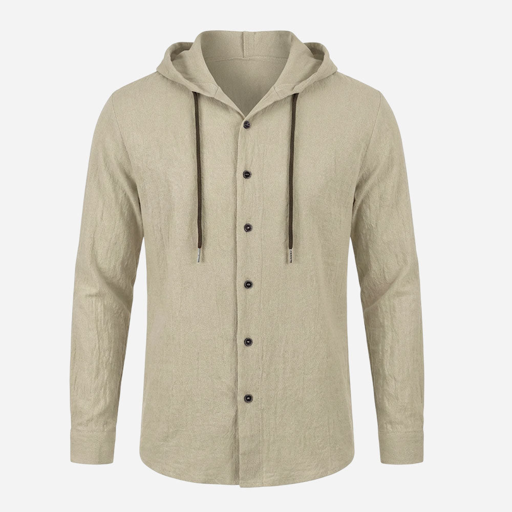 Coso-Breathable Cotton Linen Hooded Shirt