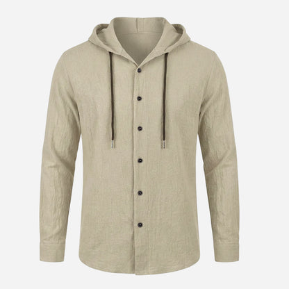 Coso-Breathable Cotton Linen Hooded Shirt