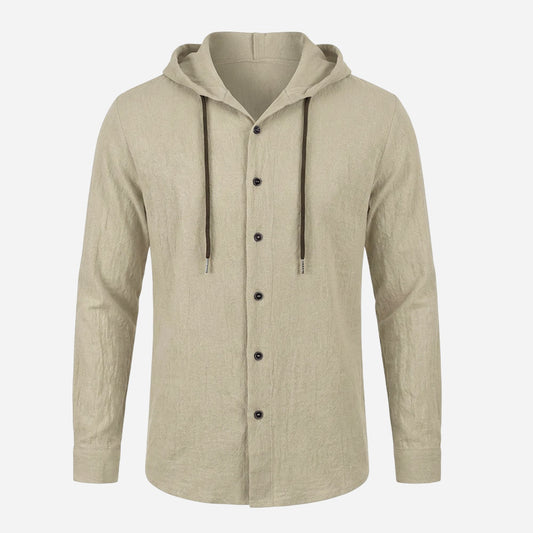 Coso-Breathable Cotton Linen Hooded Shirt