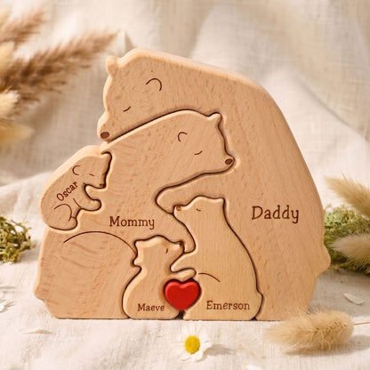 Personalized Wooden Bear Family Puzzle