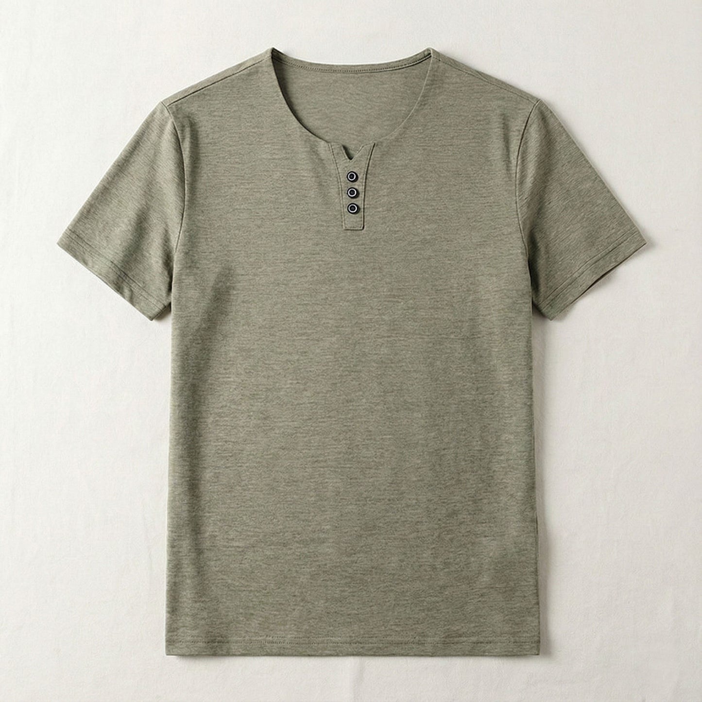 Plain Men's Short Sleeve Henley T-Shirt