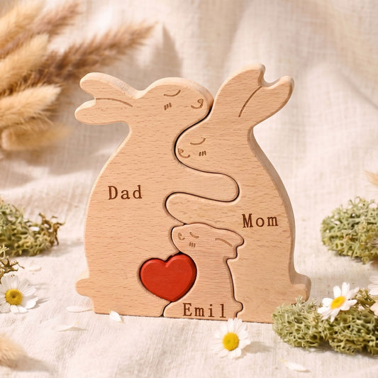 Personalize Rabbit Family Puzzle