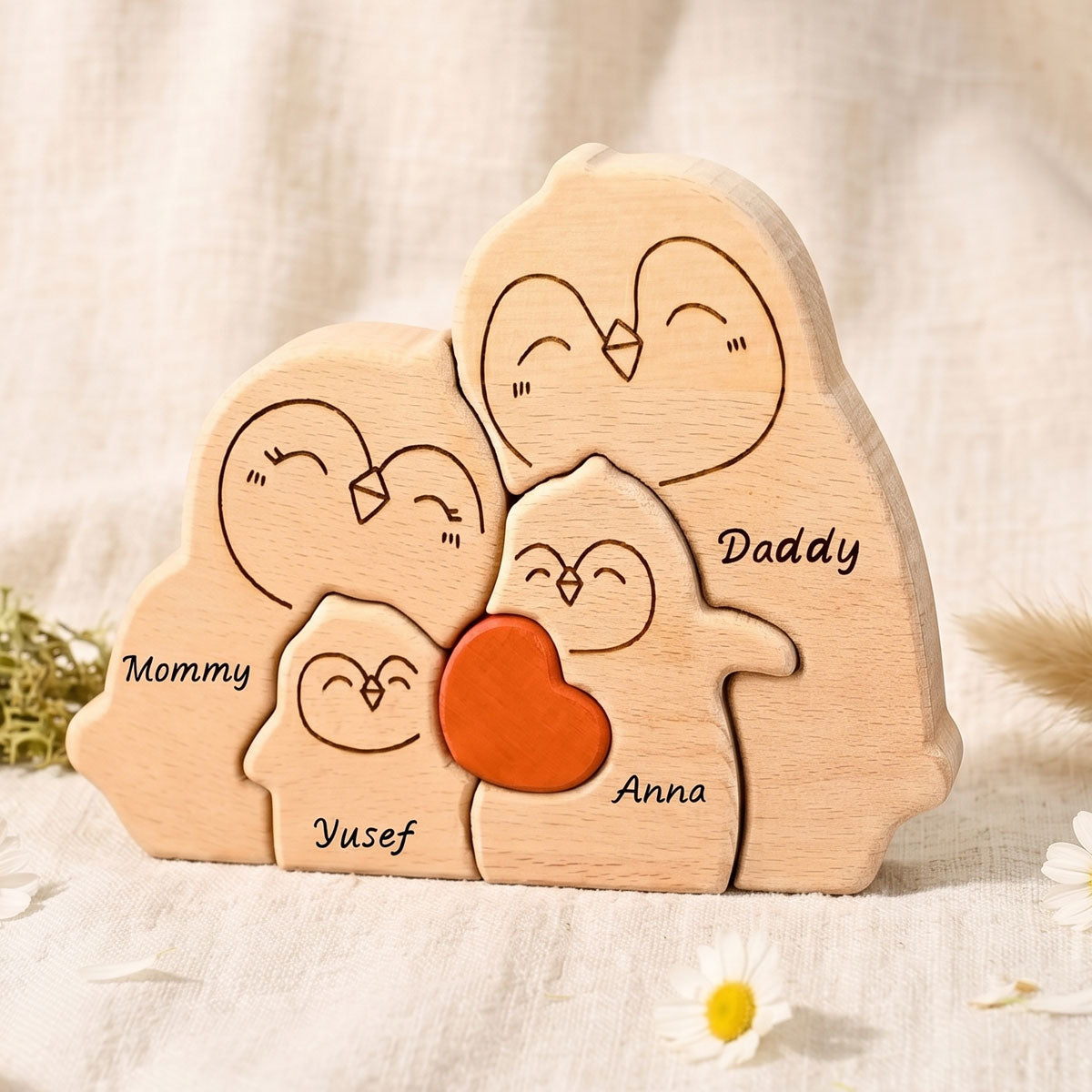 Personalized Wooden Penguin Puzzle