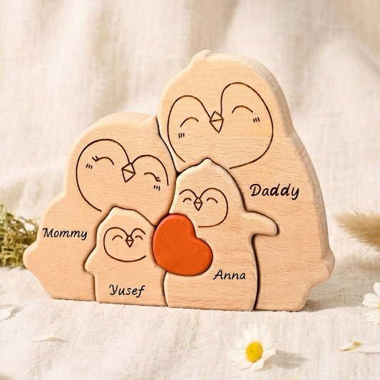 Personalized Wooden Penguin Puzzle