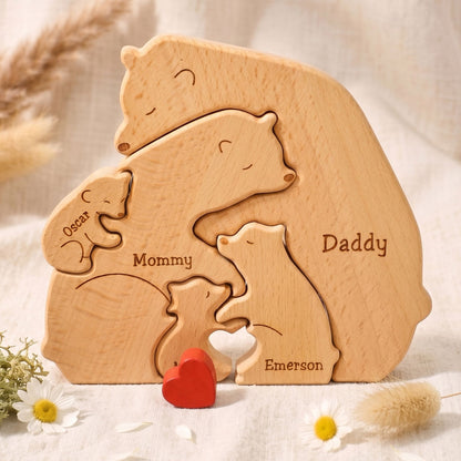 Personalized Wooden Bear Family Puzzle