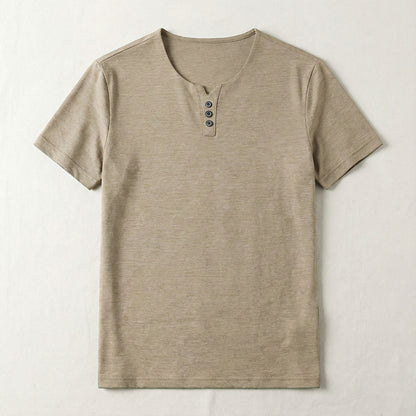 Plain Men's Short Sleeve Henley T-Shirt