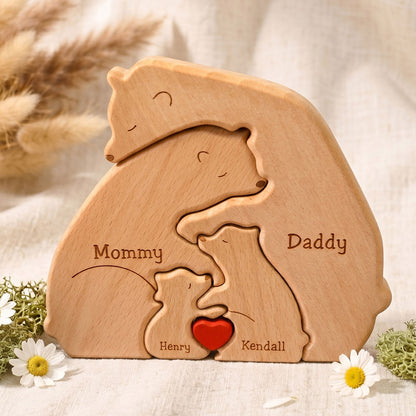 Personalized Wooden Bear Family Puzzle