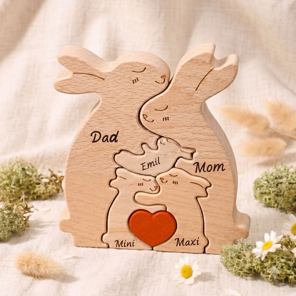 Personalize Rabbit Family Puzzle