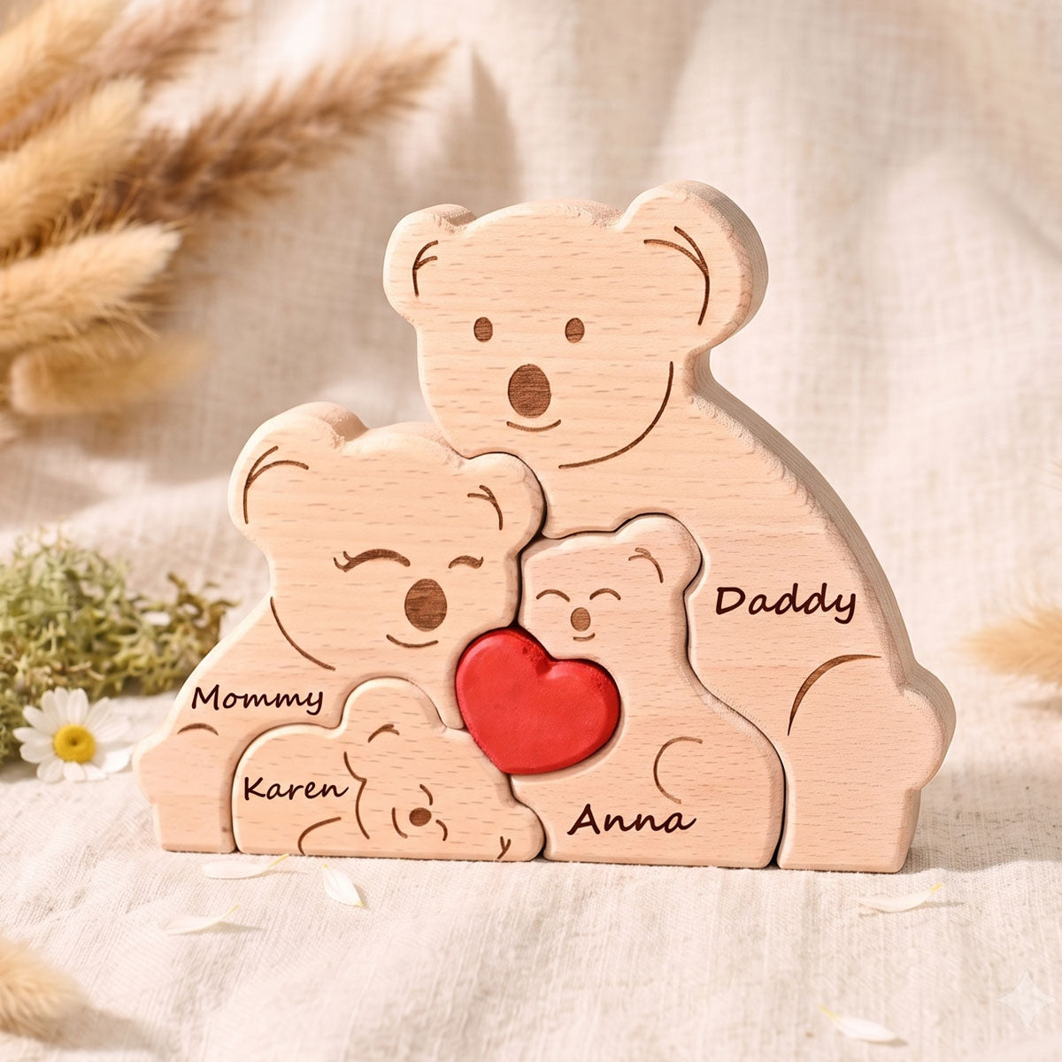 Personalized Wooden Koala Family Puzzle