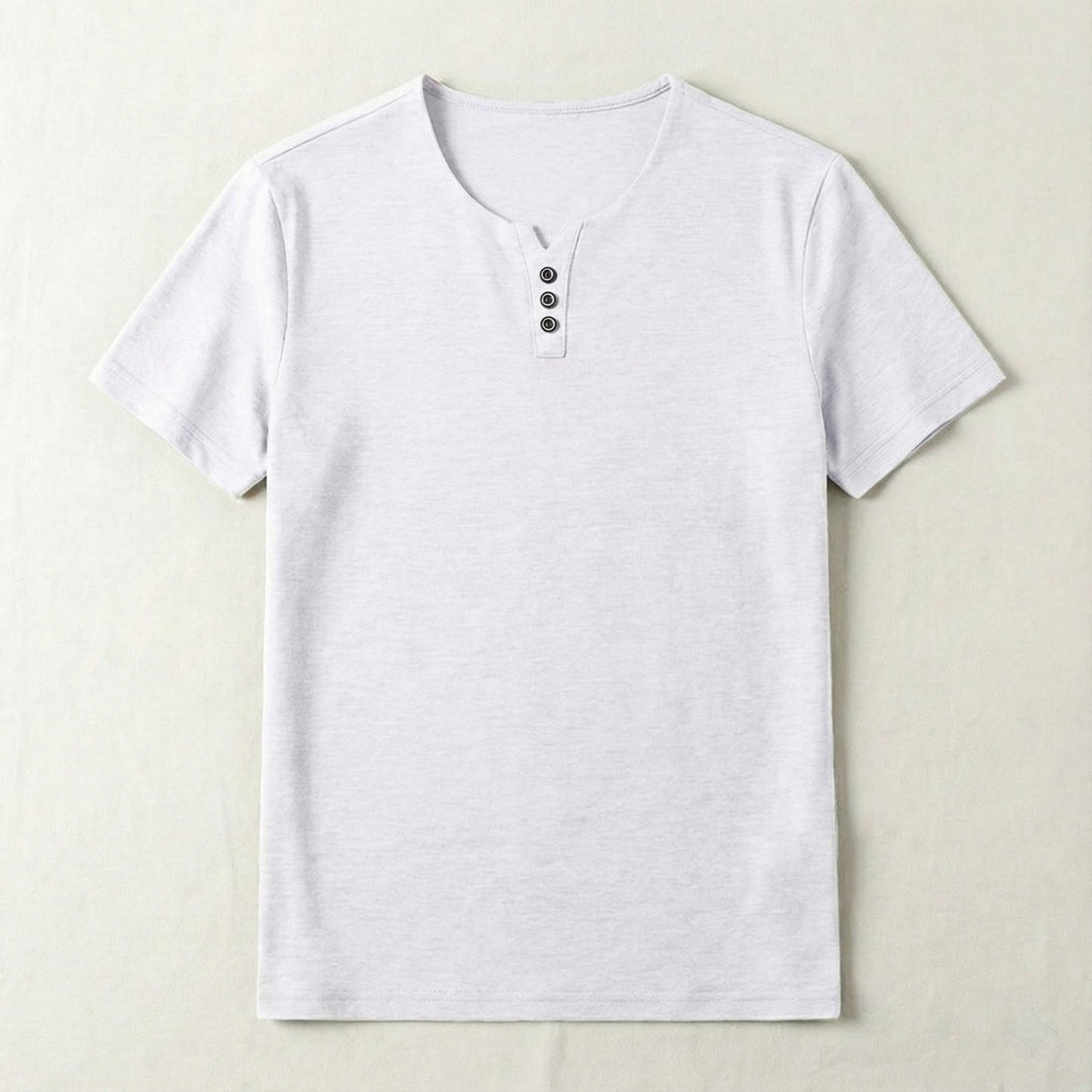 Plain Men's Short Sleeve Henley T-Shirt