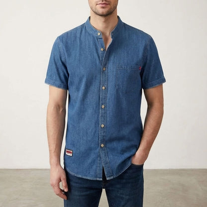 Rowan Men's Band Collar Denim Shirt