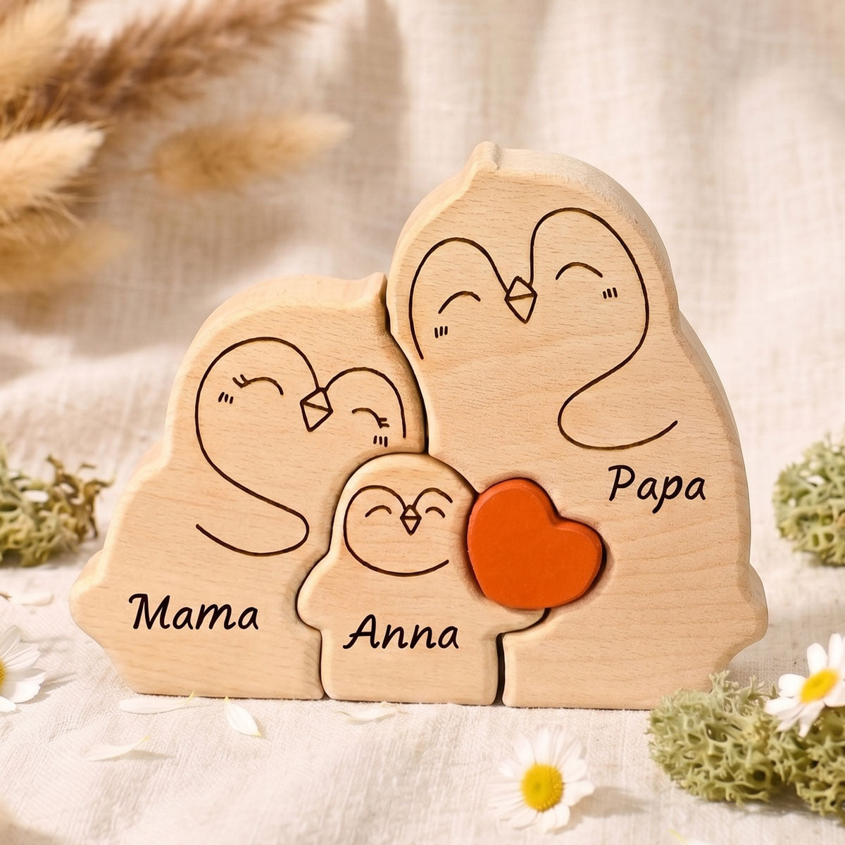 Personalized Wooden Penguin Puzzle