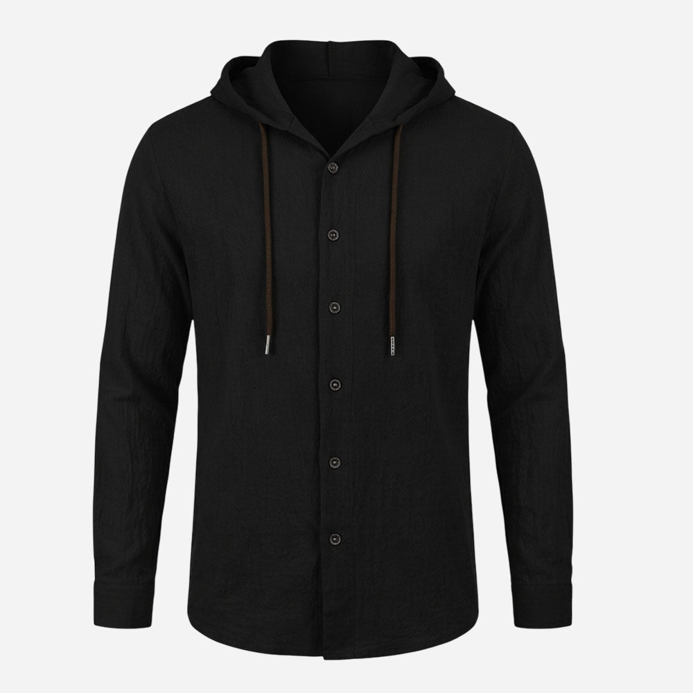 Coso-Breathable Cotton Linen Hooded Shirt