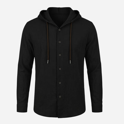 Coso-Breathable Cotton Linen Hooded Shirt