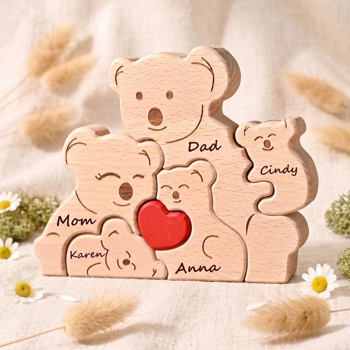 Personalized Wooden Koala Family Puzzle