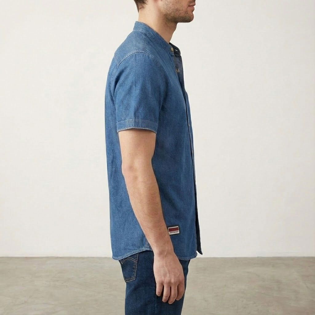 Rowan Men's Band Collar Denim Shirt