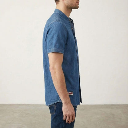 Rowan Men's Band Collar Denim Shirt