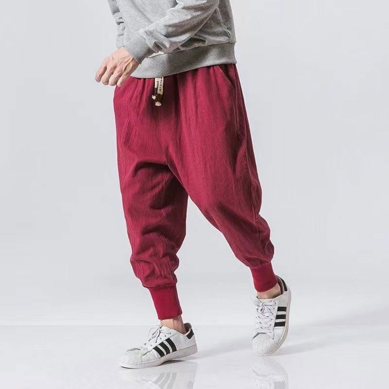 Ronin Textured Linen-Blend Harem Joggers