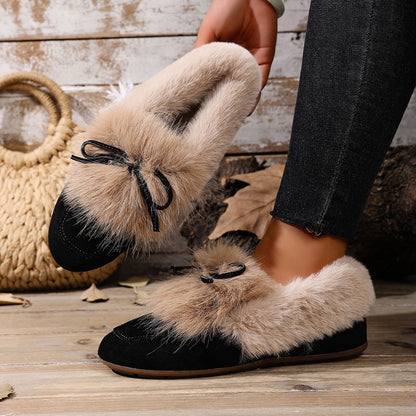 Cozy Bow Loafers – Plush Comfort with Everyday Elegance