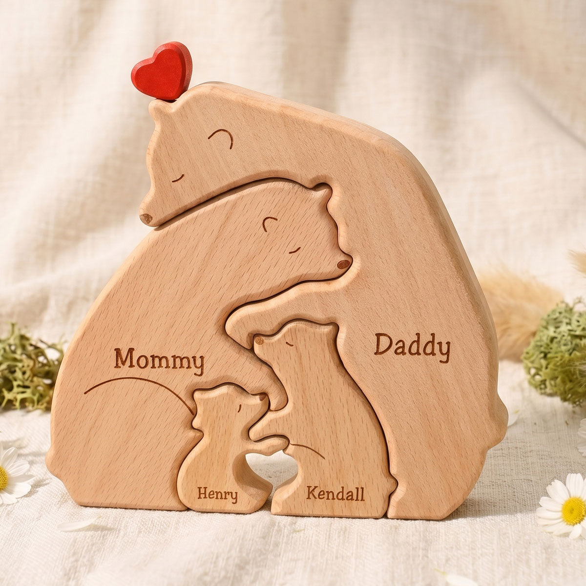 Personalized Wooden Bear Family Puzzle