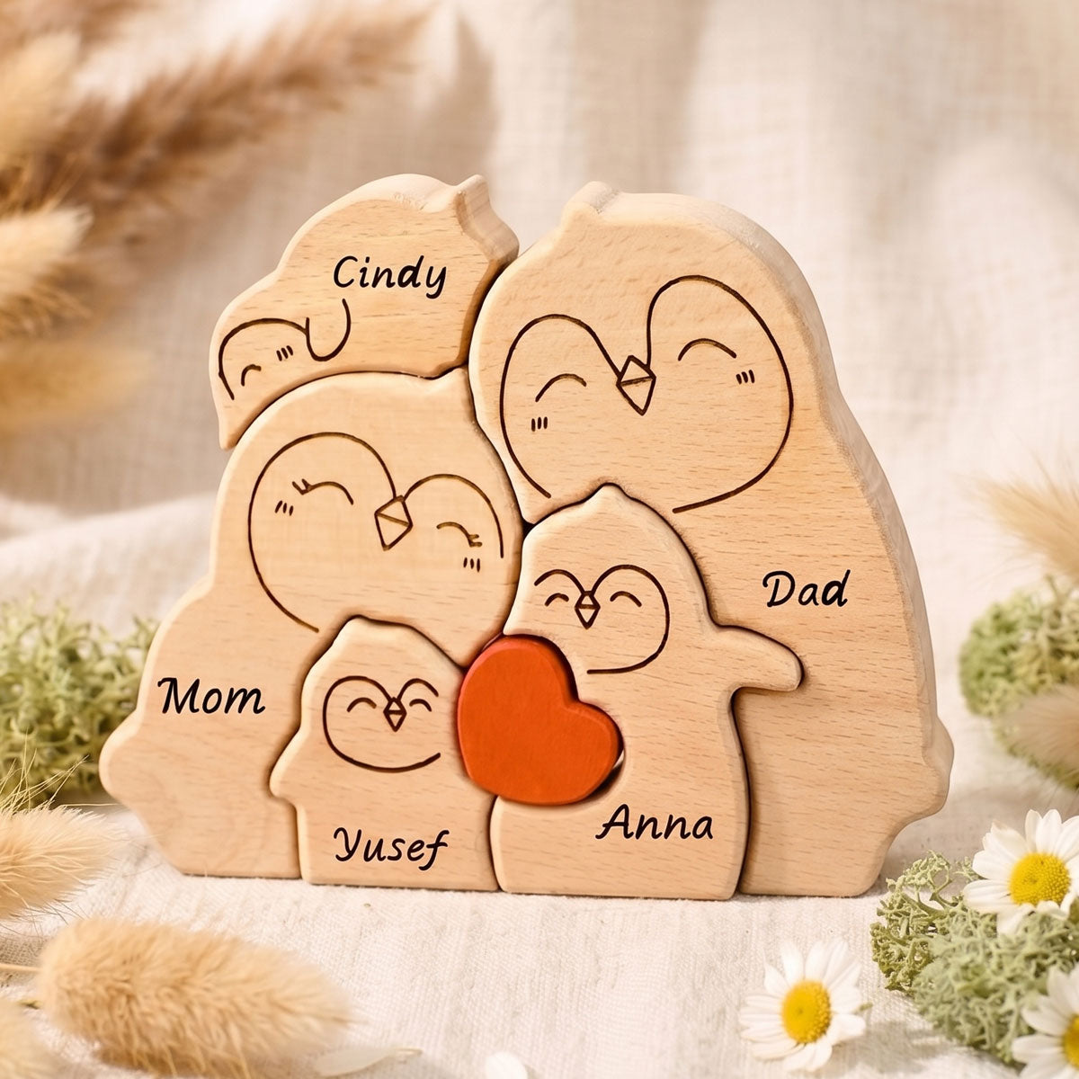 Personalized Wooden Penguin Puzzle