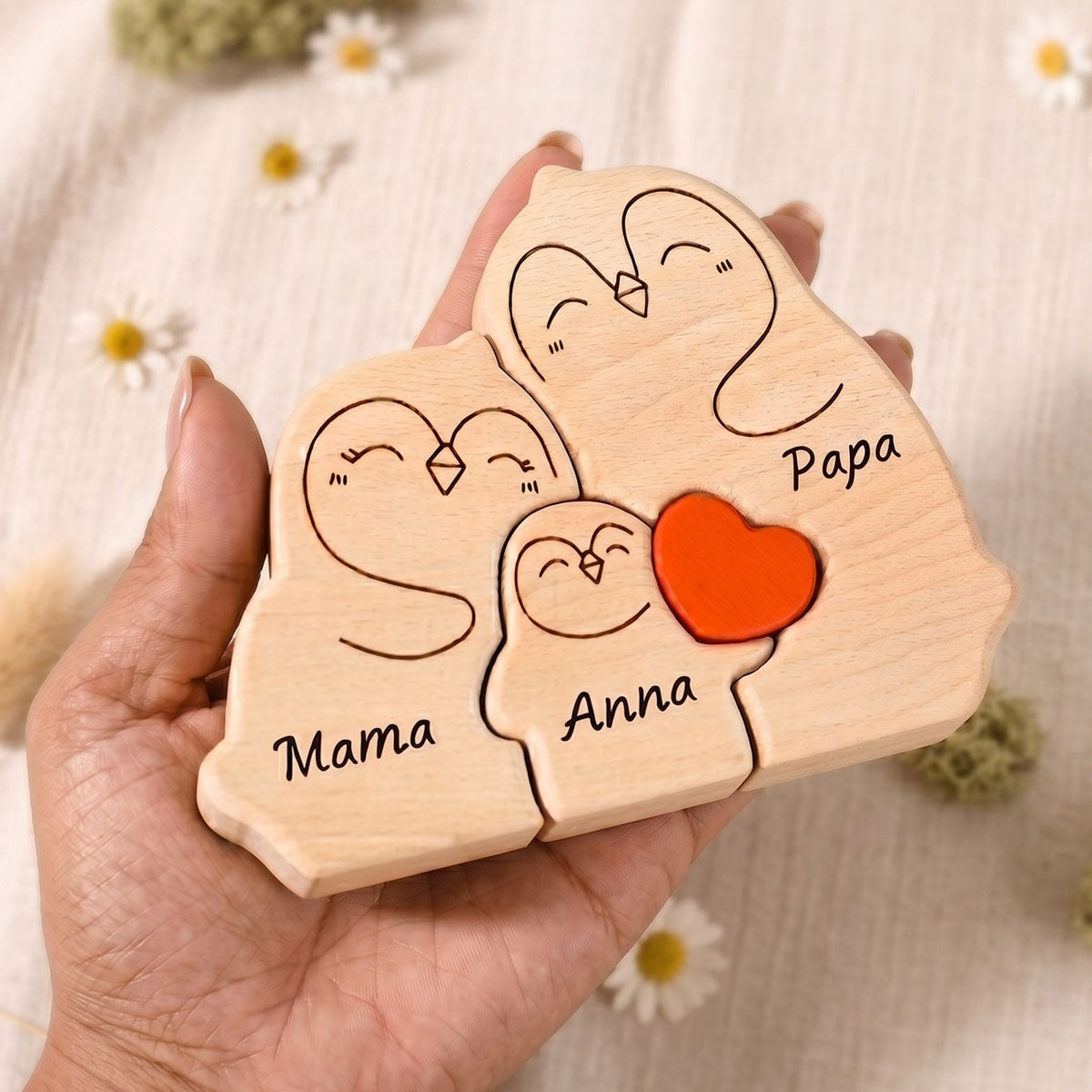 Personalized Wooden Penguin Puzzle