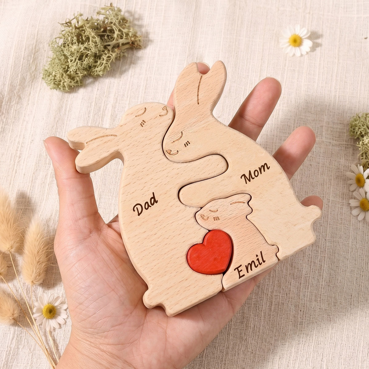 Personalize Rabbit Family Puzzle