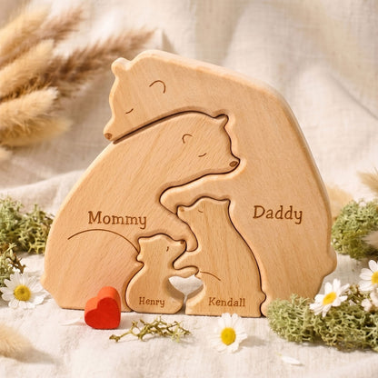 Personalized Wooden Bear Family Puzzle