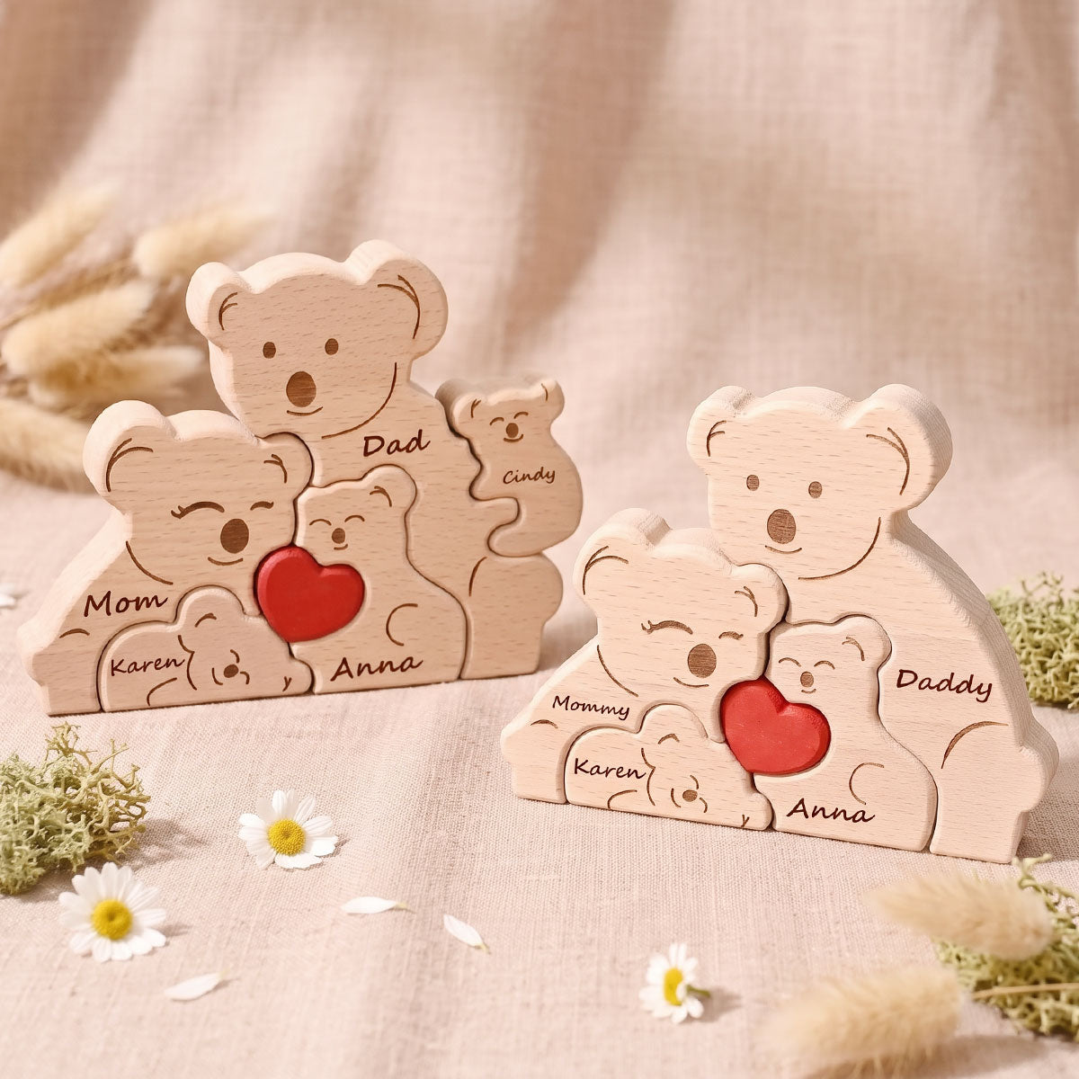 Personalized Wooden Koala Family Puzzle