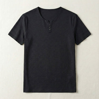 Plain Men's Short Sleeve Henley T-Shirt